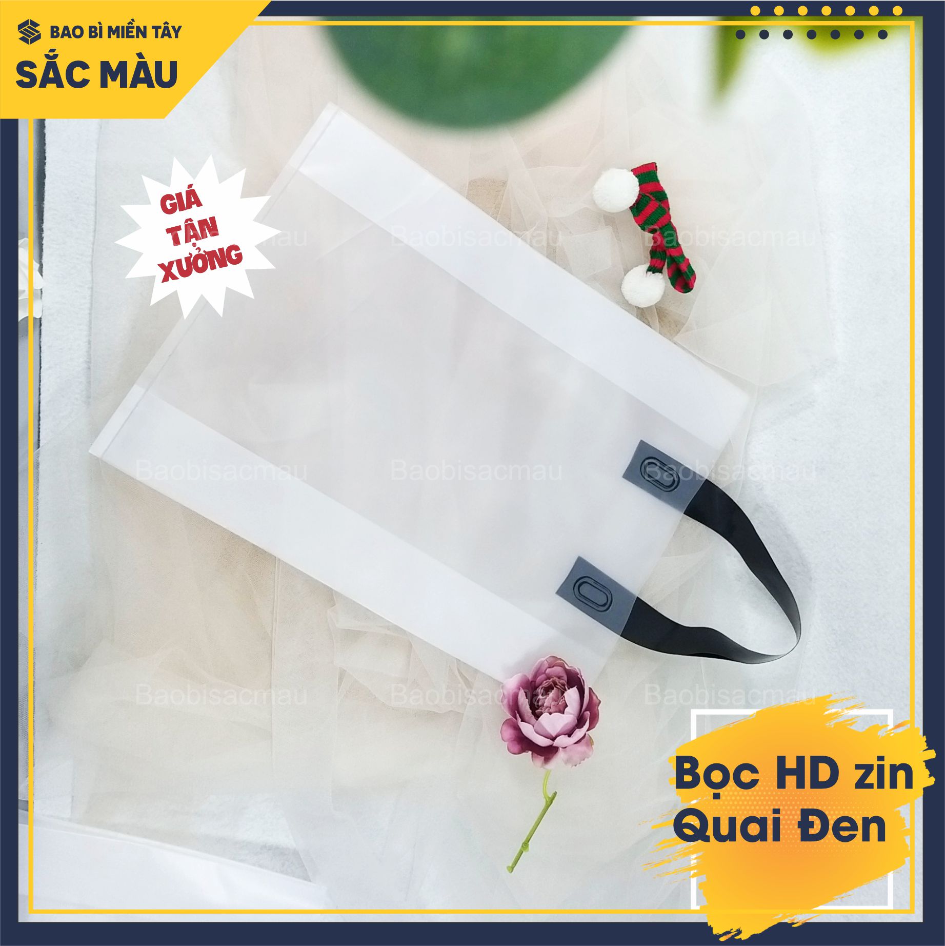 1 Kg Túi HD ZIN QUAI ÉP - HD Zin mờ màu trắng quai màu đỏ, xanh, hồng, đen đựng quần áo, mỹ phẩm, nước hoa...FULL SIZE