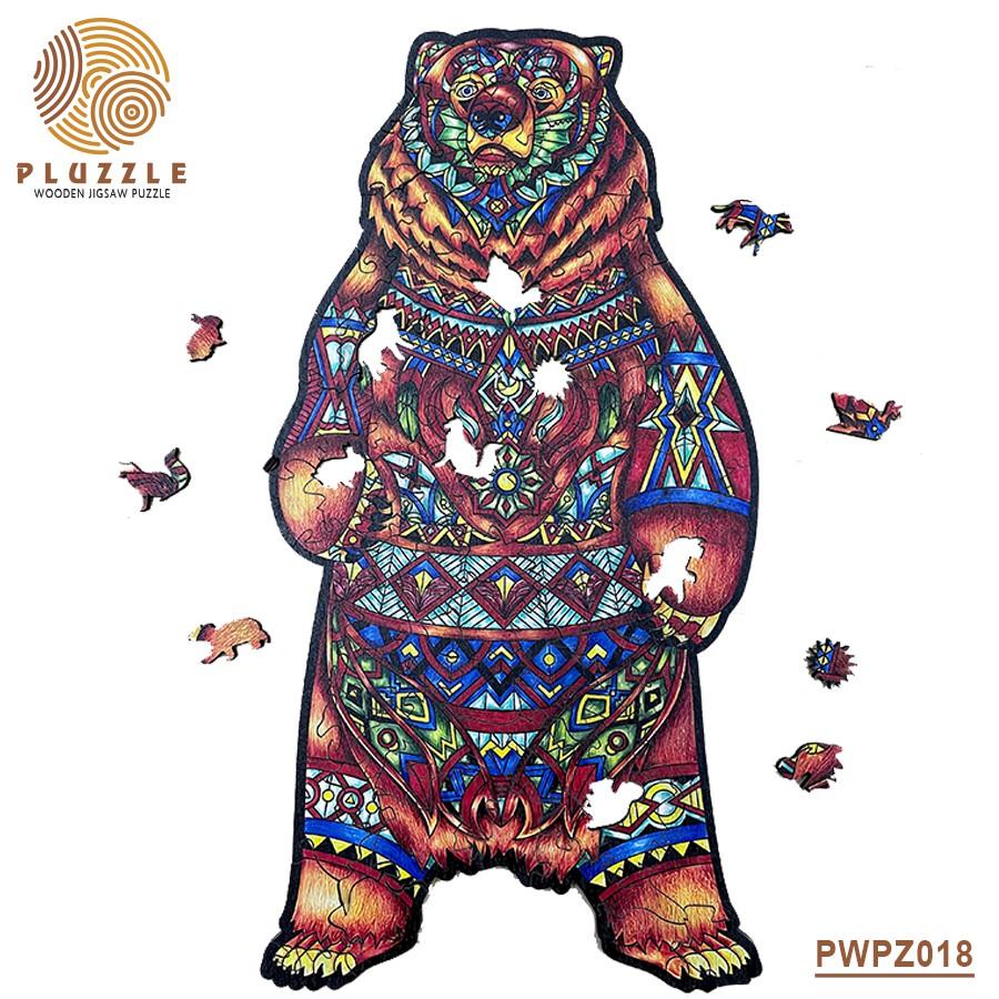 Bộ xếp hình gỗ thông minh puzzle đồ chơi ghép hình - Gấu - PZ018
