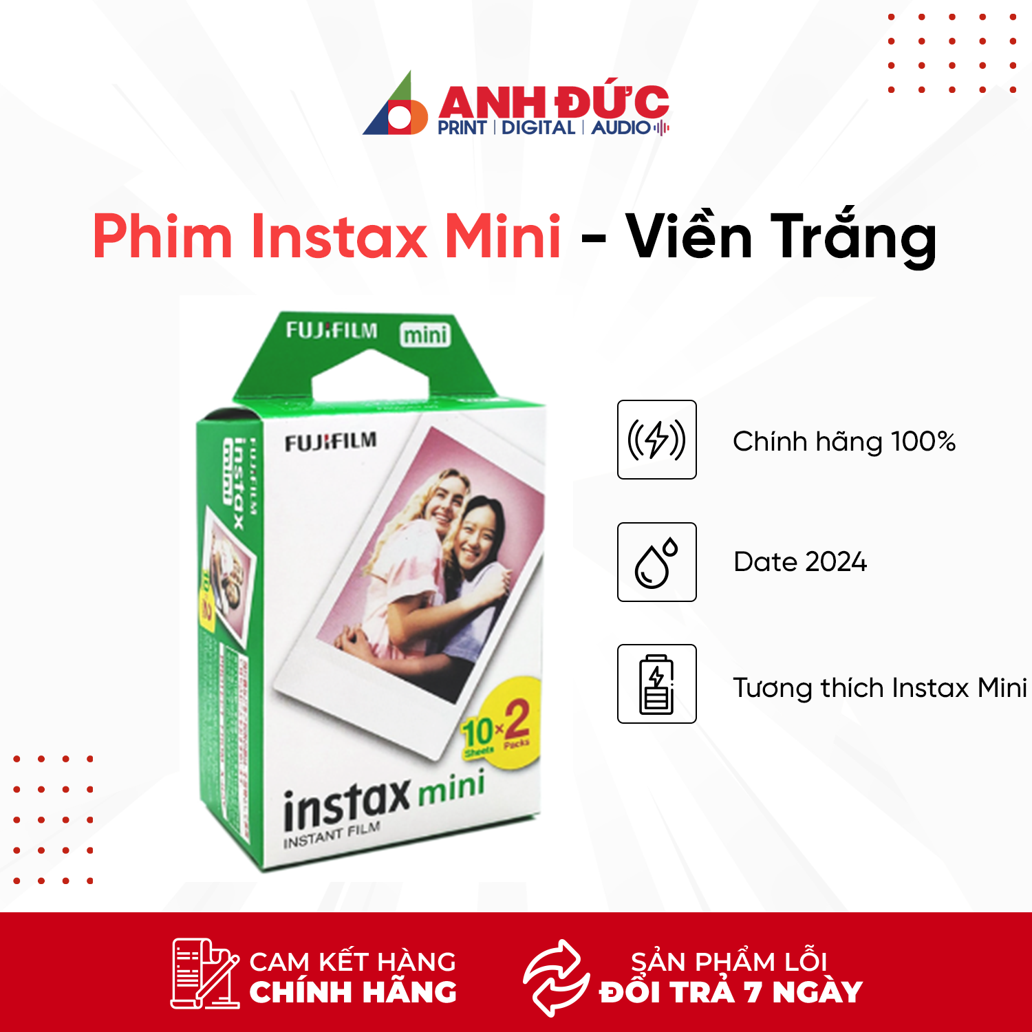 Phim Instax Mini Dành Cho Máy Ảnh Mini 8,9,11,40,70,90,Mini Link, Mini Liplay - Hàng Chính Hãng