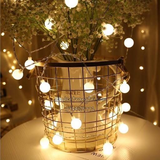 Đèn Trang Trí Cherry Ball Treo Ngoài Trời Dây Đen sáng nhiều màu
