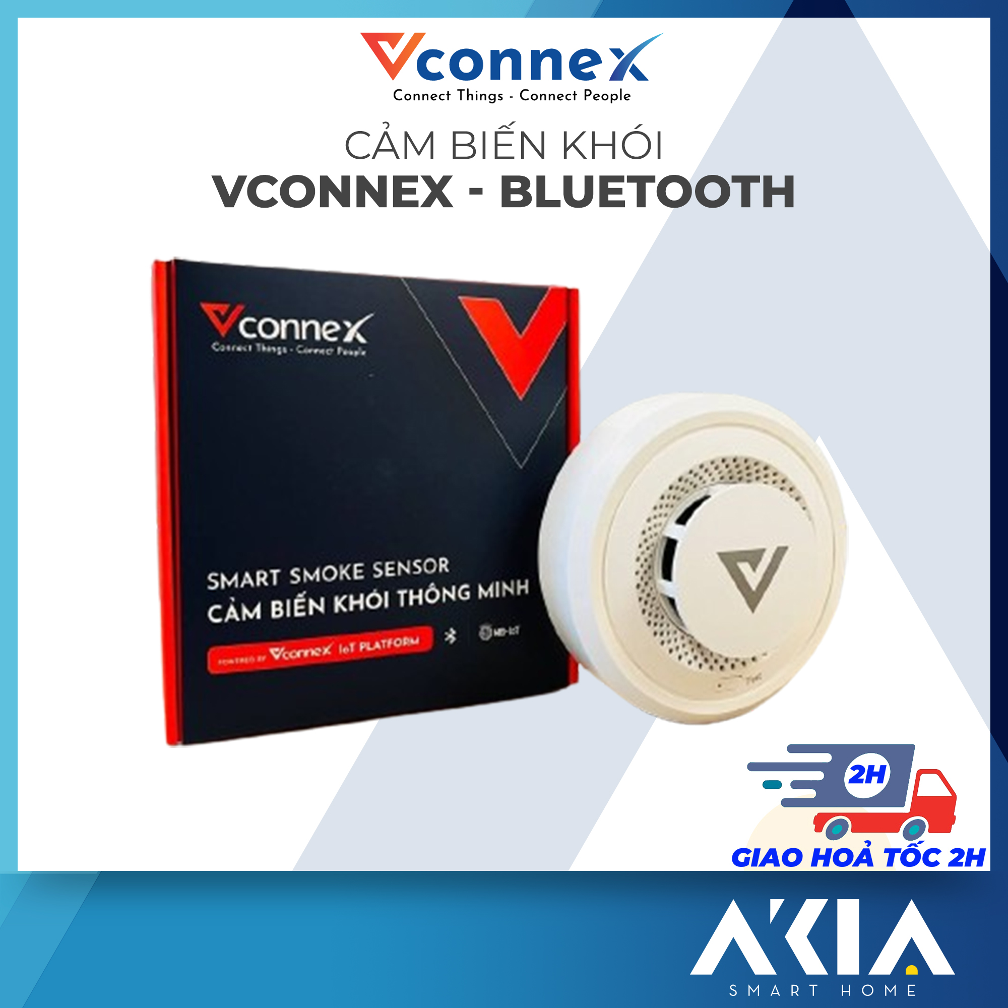 Cảm biến báo khói thông minh Vconnex Bluetooth Mesh - Phát hiện cháy, Hú còi báo, Thông báo qua điện thoại - HÀNG CHÍNH HÃNG