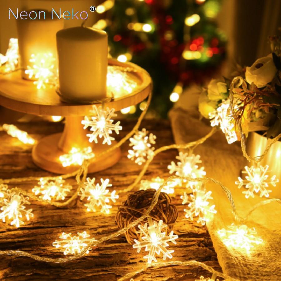 Dây led giáng sinh hình bông tuyết, trang trí phòng ngủ, trang trí cây thông Noel.