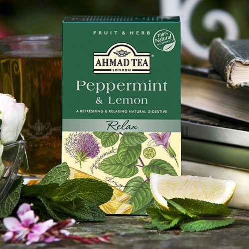 TRÀ AHMAD ANH QUỐC - BẠC HÀ CAY &amp; CHANH (40g) - Peppermint &amp; Lemon - Hỗ trợ tiêu hóa, giảm cơn ho và cảm cúm rất tốt