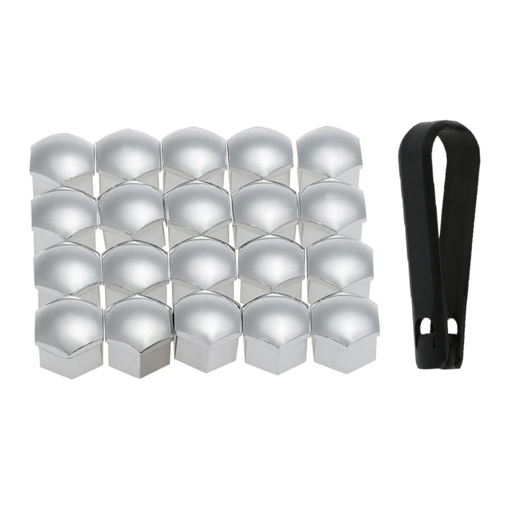 3x20pcs Universal 17mm Wheel Nut Covers Lug Nut Caps Screw Protector Silver