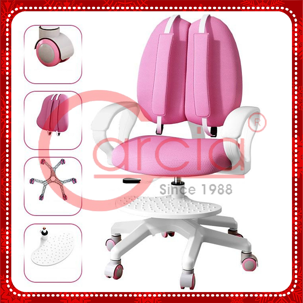 Ghế Chống Gù, Ghế Chống Cận - Ghế Chống Gù Học Sinh - Ghế Học Sinh Tặng Kèm Bọc Ghế, Đai Chống Gù - Hàng Chính Hãng - Hồng