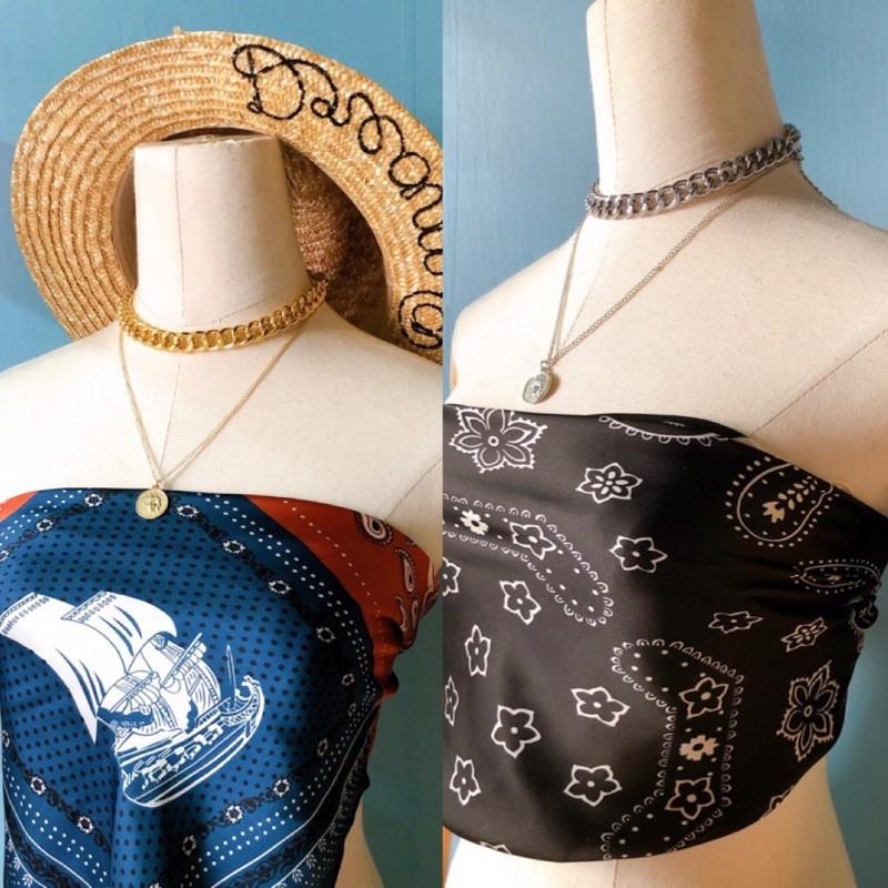 Vòng cổ dạng chuỗi xích màu vàng phong cách punk thời thượng dành cho nữ - Khăn turban
