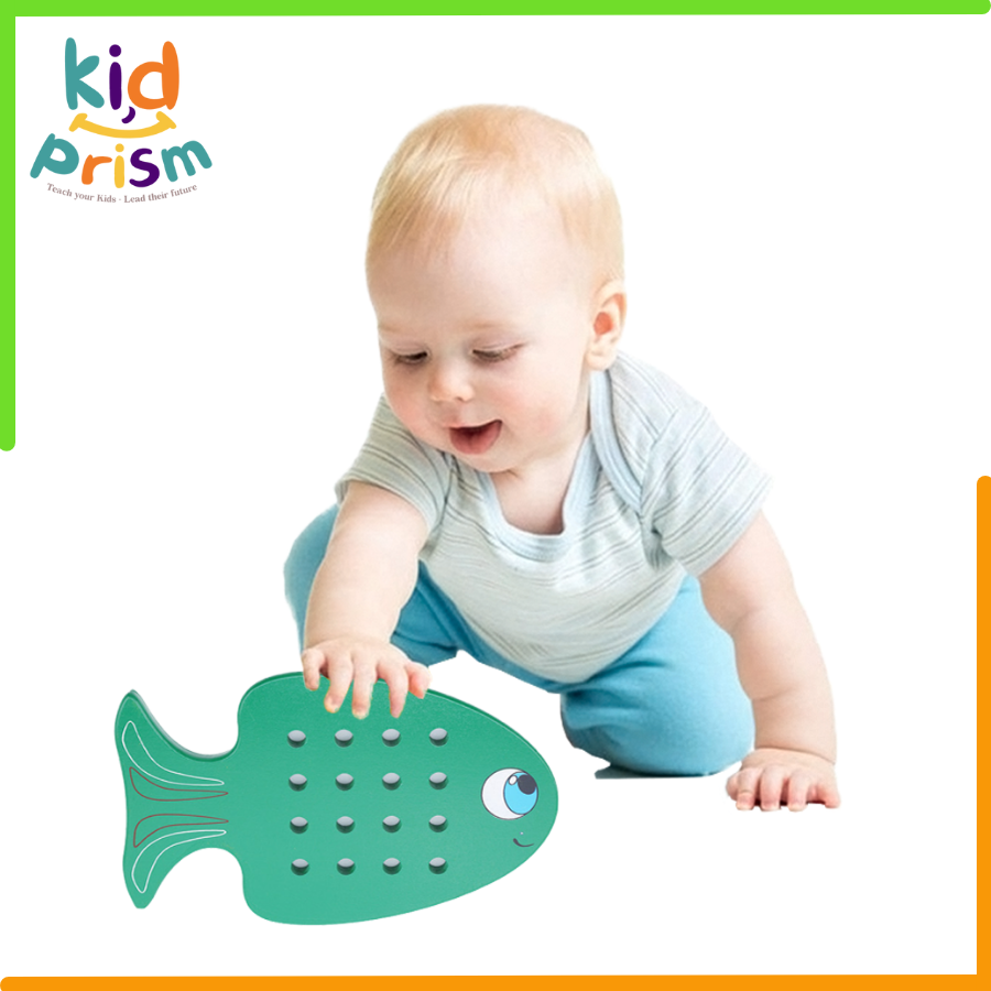 Đồ chơi giáo dục - Bộ luồn dây Fish chất liệu gỗ &amp; len dành cho trẻ từ 24 tháng trở lên