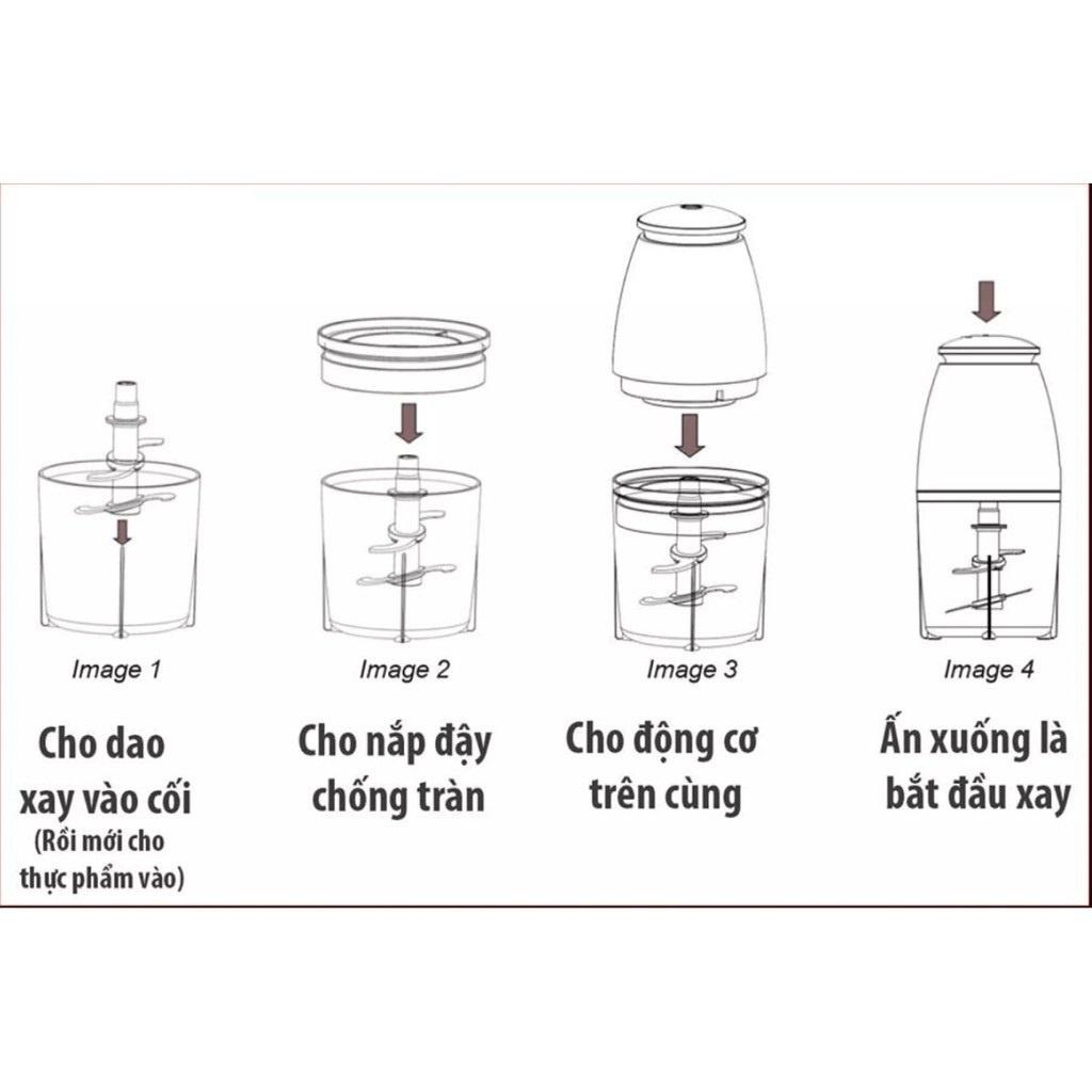 Máy xay sinh tố cầm tay đa năng 750ml - Máy xay mini cho bé ăn dặm, cháo, thịt, cua, tỏi ớt