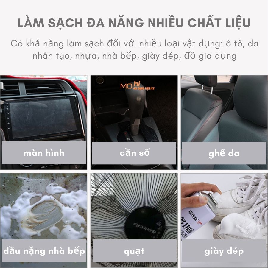 Hình ảnh Chai xịt tạo bọt nano vệ sinh ô tô, giày dép, nhà bếp, đồ gia dụng không cần dùng nước - Chai xịt tạo bọt đa năng 650ml - Hàng chính hãng