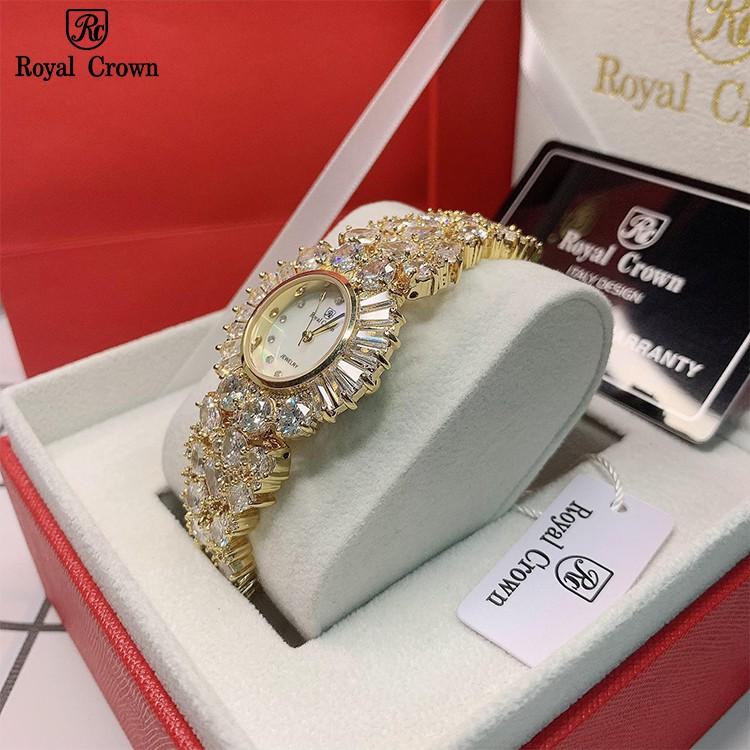 Đồng Hồ Nữ Chính Hãng Royal Crown 5396 Dây Kim Loại Đính Đá Chống Nước Chống Xước