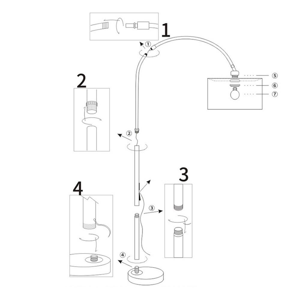 Đèn Cây Đứng Dáng Cong Decor Phòng Ngủ Phòng Khách Phòng Làm Việc Điều Chỉnh Kích Thước