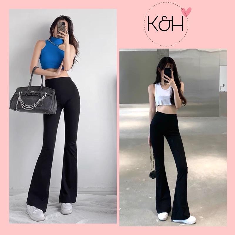 Quần legging nữ nâng mông hack chân siêu dài, quần legging ống loe tôn dáng KH035