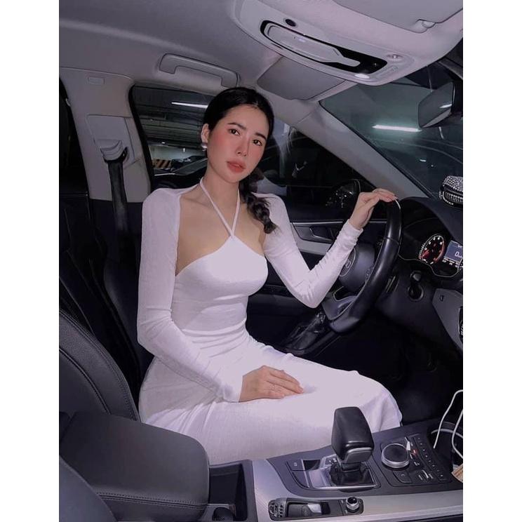 Đầm Body Dài Cổ Yếm Kèm Áo Khoác Tay Dài D065