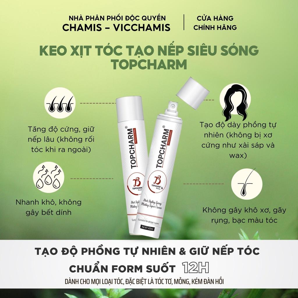 Keo xịt tạo kiểu và giữ nếp tóc siêu sóng cho nam/nữ Topcharm