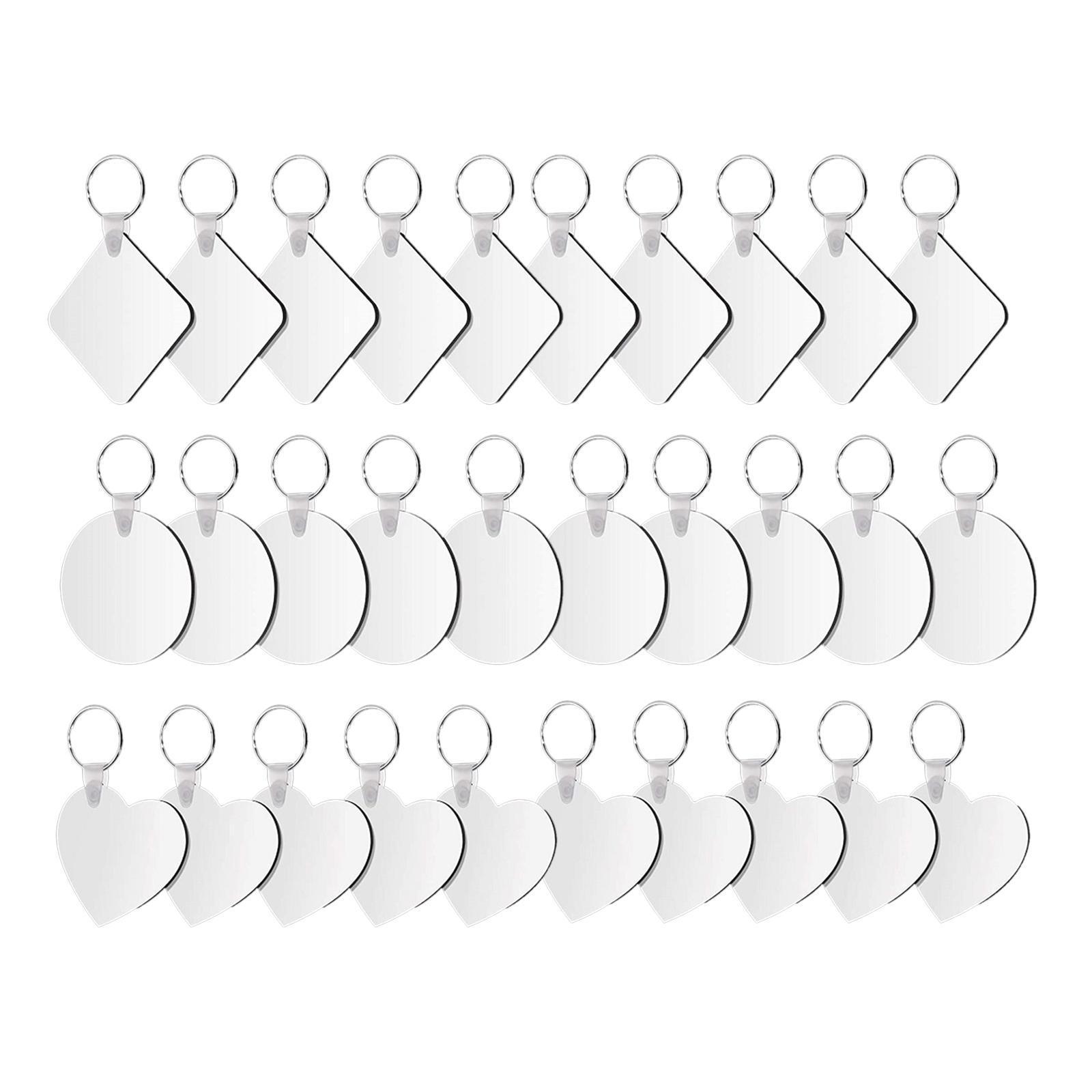 DIY Blank Keychain with Key Rings Sublimation Heat Transfer Keychains 30 Pcs