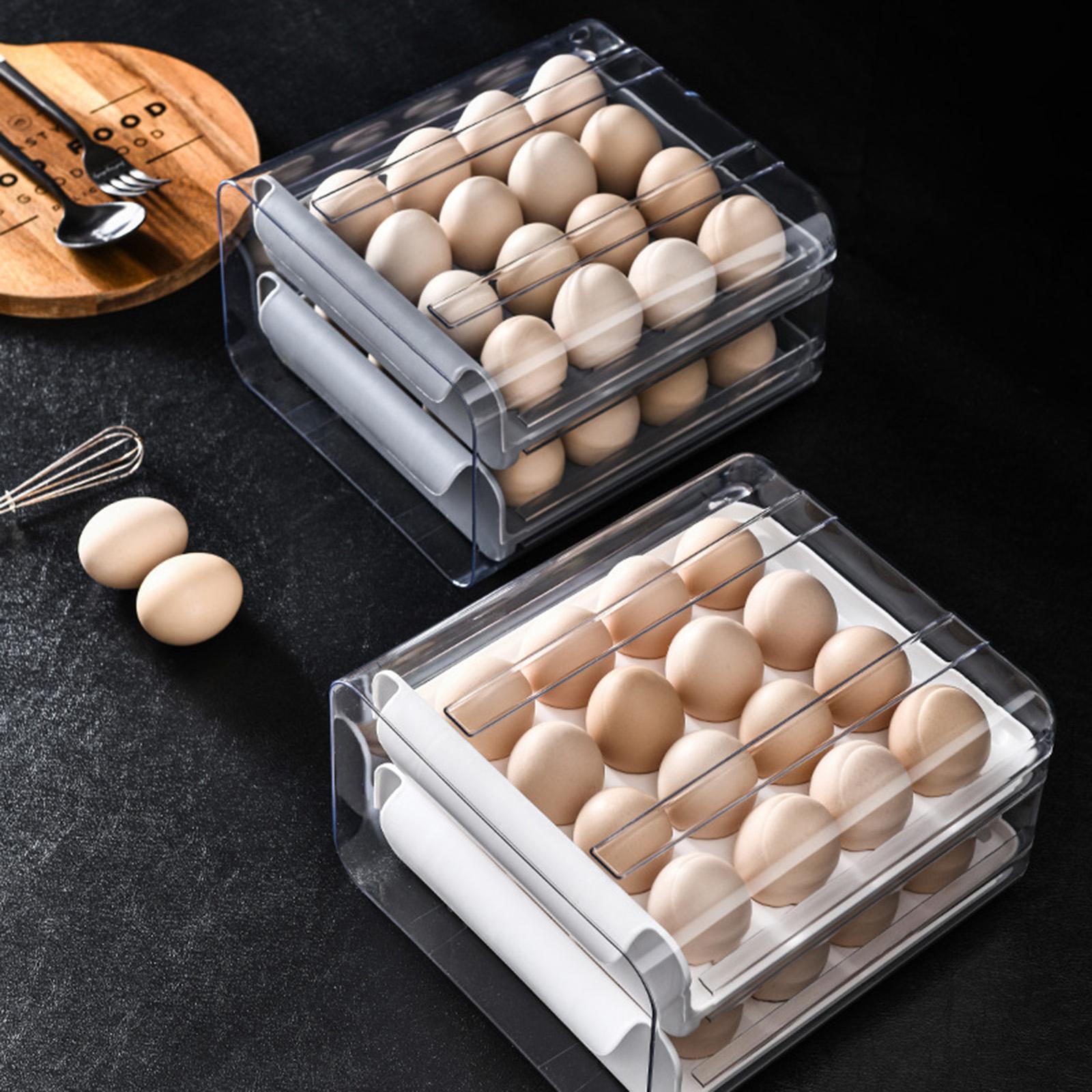 Egg Holder for Refrigerator Egg Tray Durable Large Capacity Transparent Egg Storage Container Drawer Egg Fresh Storage Box for Cupboard