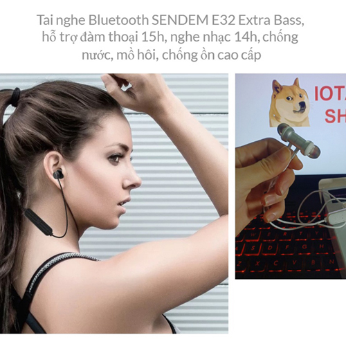 Tai nghe bluetooth hàng chất lượng cao sendem e32 -  chính hãng 100%