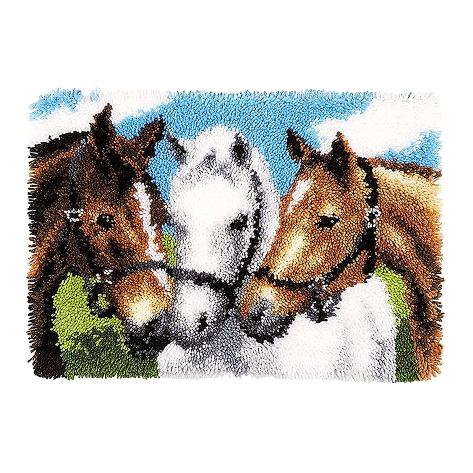 Bear Latch Hook Kit DIY Hand Craft for Pillow Mat Cushion Carpet Rug 50x40cm