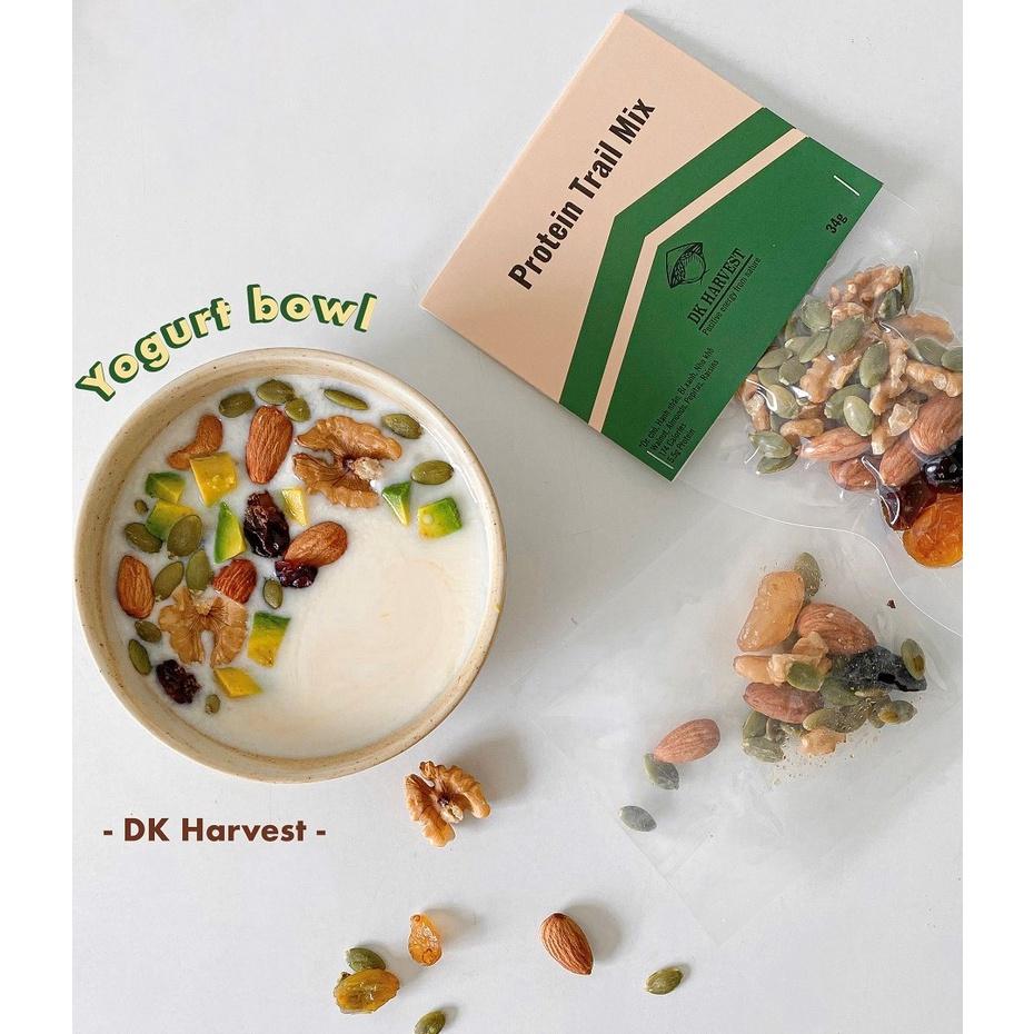 Healthy Protein trail mix - Gói Hạt Tiện Dụng DK HARVEST - Túi 34g (hạnh nhân 10g, nho 10g, óc chó 7g, bí xanh 7g)