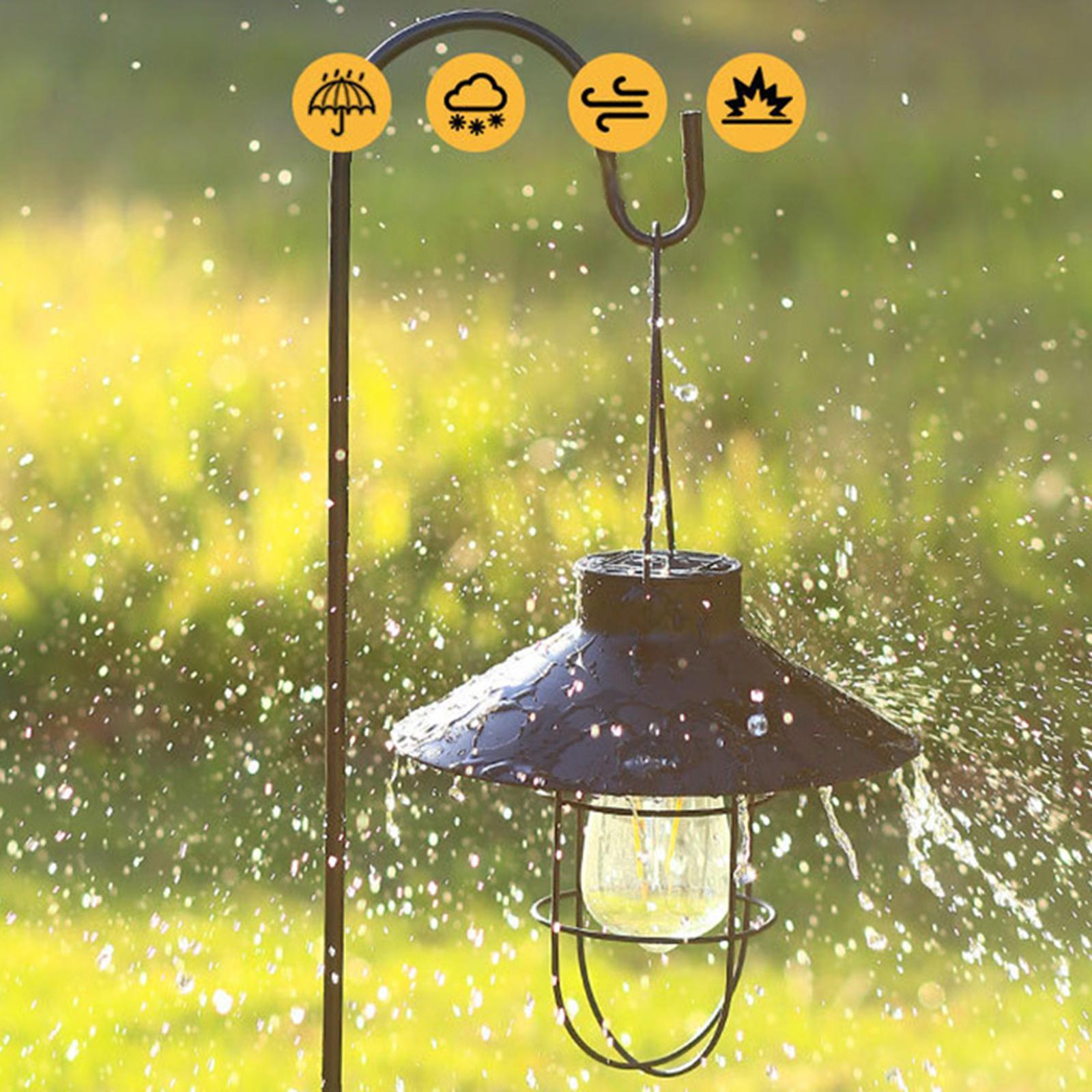 2Pcs Solar Lantern Hanging Lamp w/ Hanging Rod Lights for Terrace Lawn