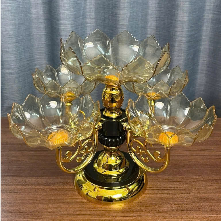 Khay Mứt Tết Pha Lê Trong Suốt, Xoay 360 Độ Cao Cấp Phong Cách Châu Âu Trang Trí Ngày Tết - Hộp Đựng Bánh Kẹo - Hàng Loại 1 - Chính Hãng MINIIN