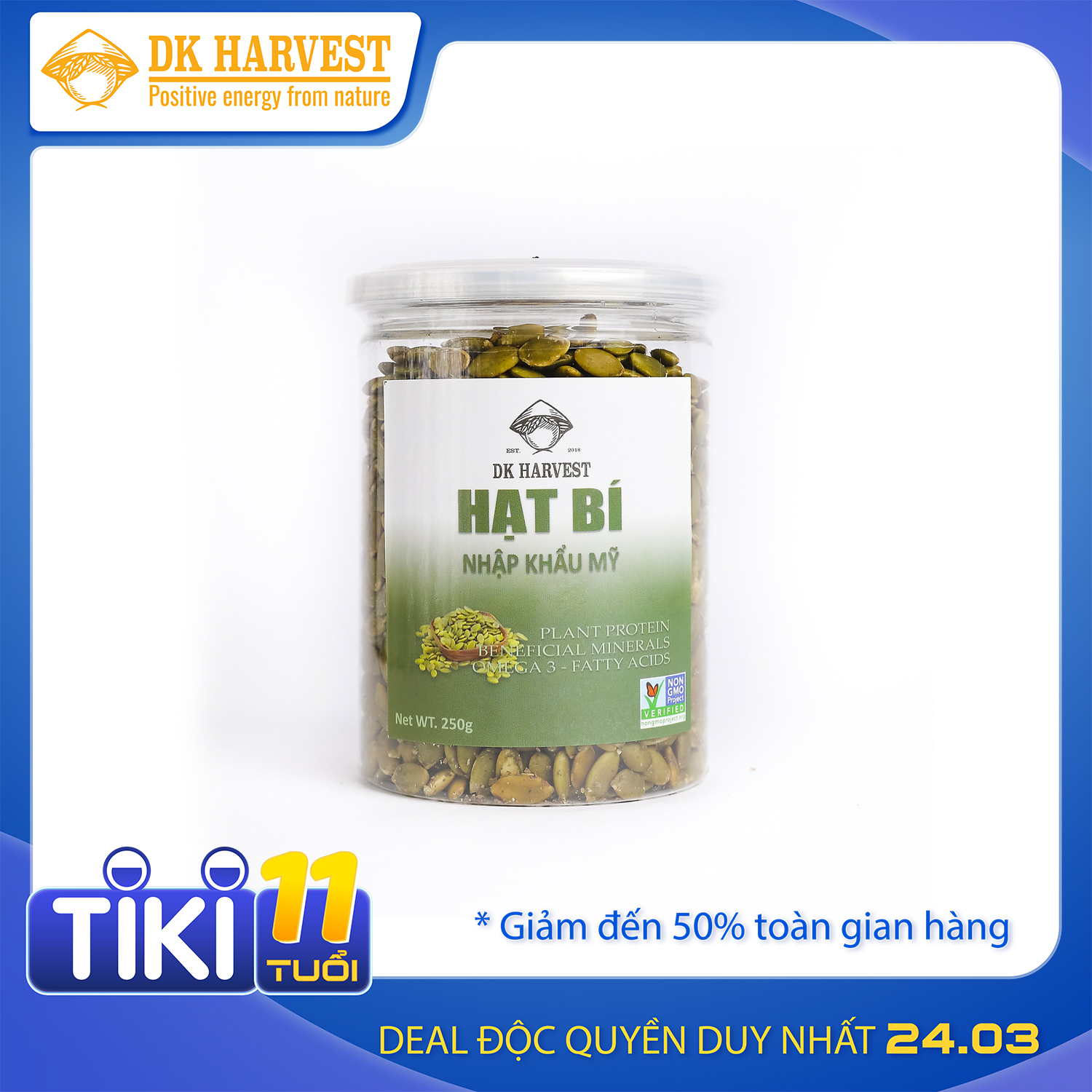 Hạt Bí Xanh DK Harvest (đã tách vỏ)