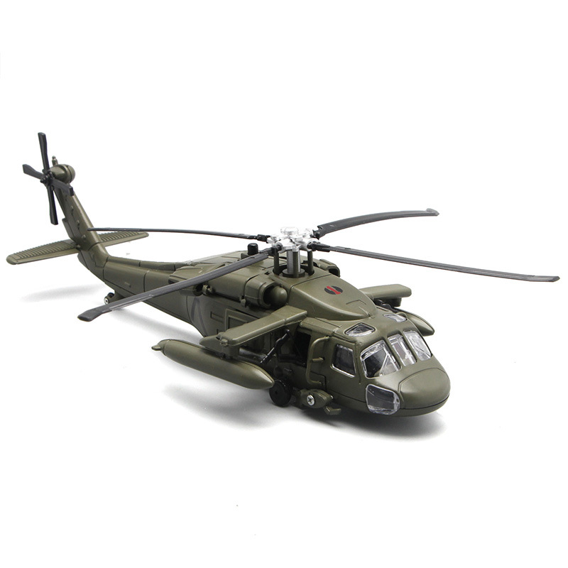 Mô hình máy bay trực thăng UH-60 Black Hawk bằng hợp kim có nhạc và đèn chạy cót