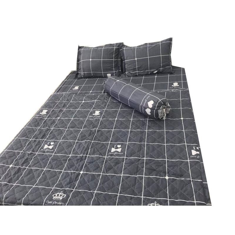 Set 5 món chăn hè ga chun Cotton Poly kẻ râu