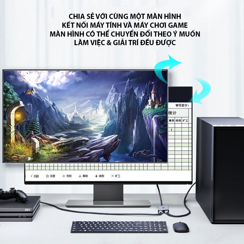 SOAIY Bộ Chuyển Đổi 2 Chiều HDMI 4K, 2 IN 1 OUT Và 1 IN 2 OUT, Sử Dụng Cho Máy Tính, TV, Máy Chiếu JH-Q520 - Hàng Nhập Khẩu