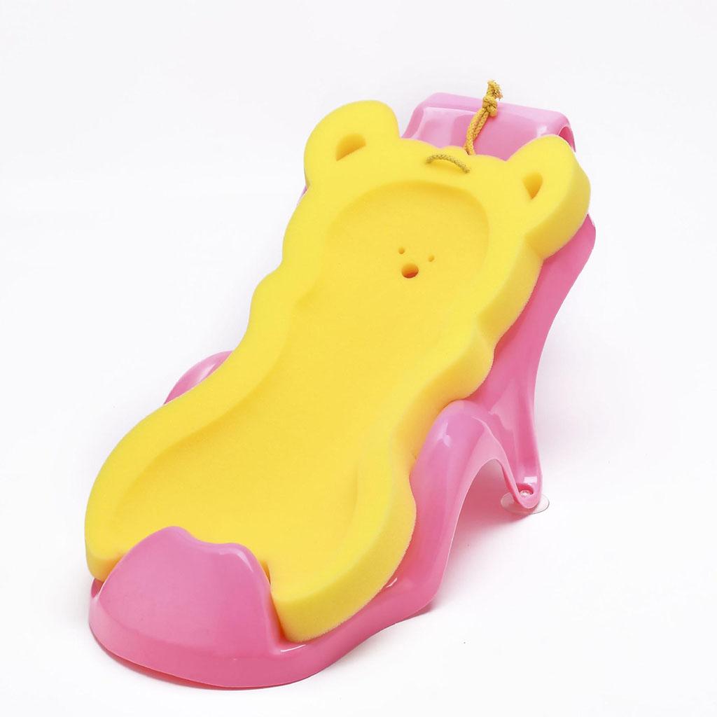 2pcs Bath Sponge Infant Bath Cushion Comfy And Skid Proof Bathing Mat Yellow