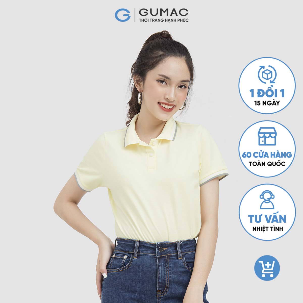 Áo polo nữ GUMAC ATC06002 bo phối viền