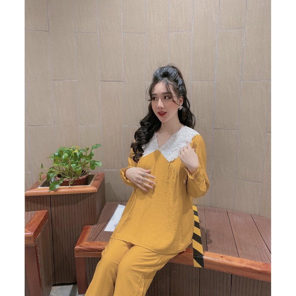 Bộ bầu dài tay thu đông thiết kế cổ ren tiểu thư siêu xinh mặc bầu và sau sinh BD906