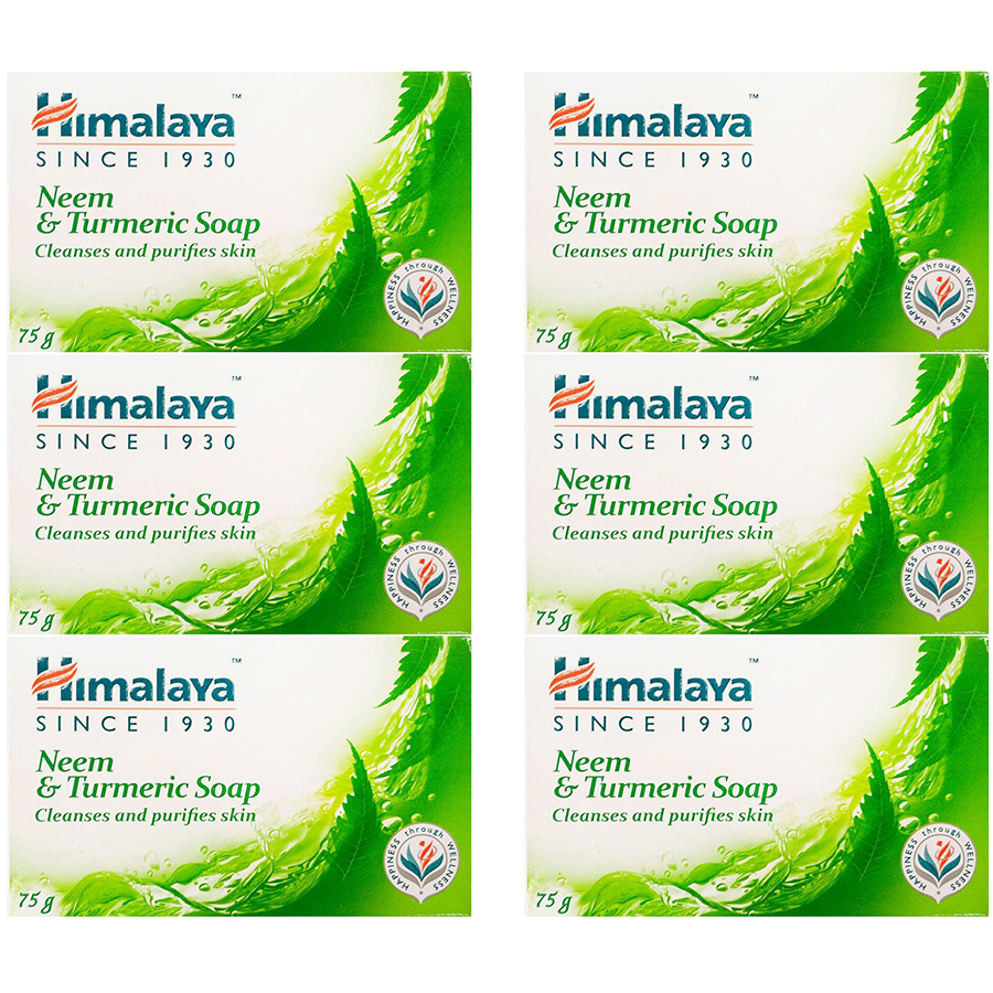Combo 6 Hộp Xà Phòng Thiên Nhiên Himalaya Neem Và Nghệ Tây Bảo Vệ Da
