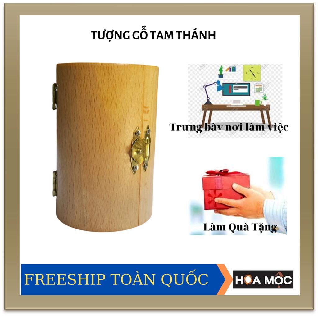Hộp Tượng Phật Thích Ca – Văn Thù Bồ Tát - Phổ Hiền Bồ Tát . Điêu Khắc Bằng Chất Liệu Gỗ, Tượng nhỏ trang trí, Quà tặng