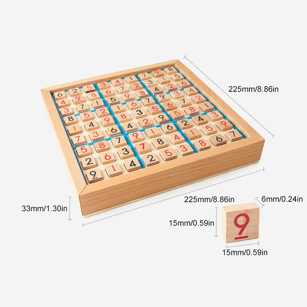 Wooden Sudoku Board Game with Drawer 81-Grid Chessboard Educational Puzzle Toys Train Logical Thinking Ability
