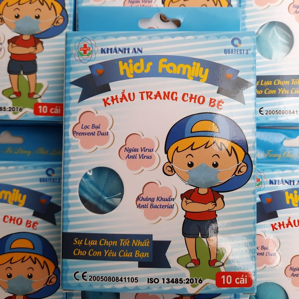 Hộp 10 cái Khẩu trang y tế Khánh An Kids Family dành cho trẻ em từ 1 đến 5 tuổi