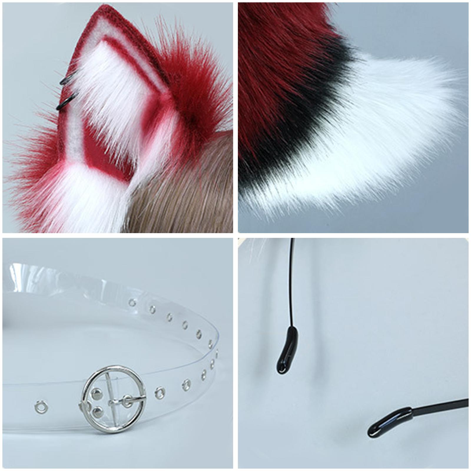 Wolf Ears and Tail Set Costume Accessories Hair Clip for Performance Halloween
