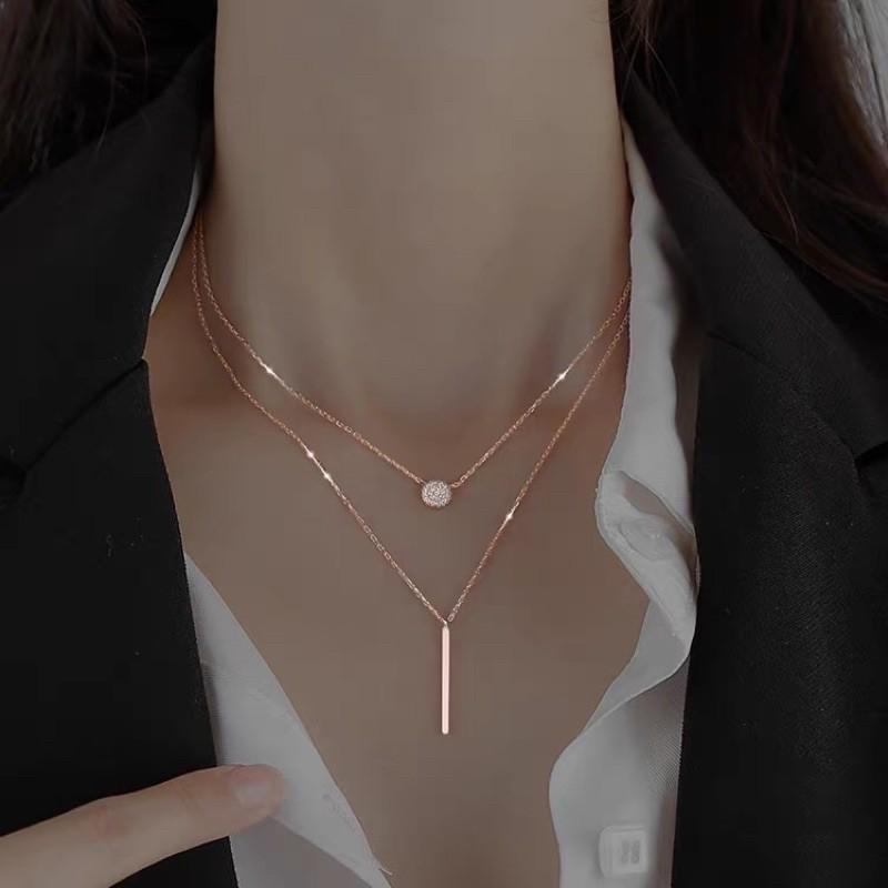 Dây chuyền tròn đá layer 2 lớp