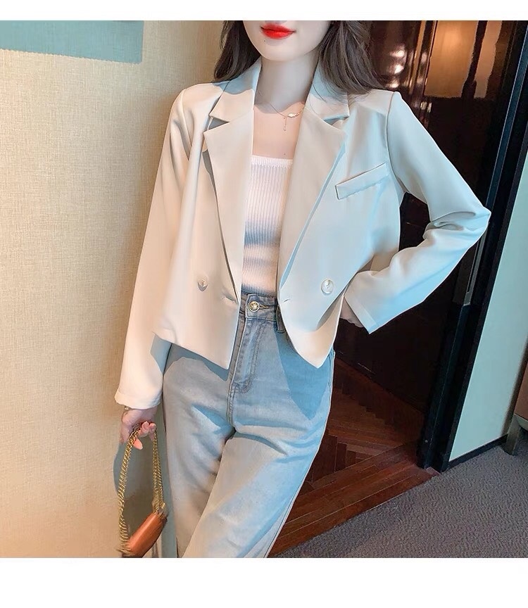 Áo blazer nữ dáng croptop dài tay Áo vest công sở nữ mùa đông dáng ngắn chất liệu tuyết mưa 2 lớp sang trọng thanh lịch