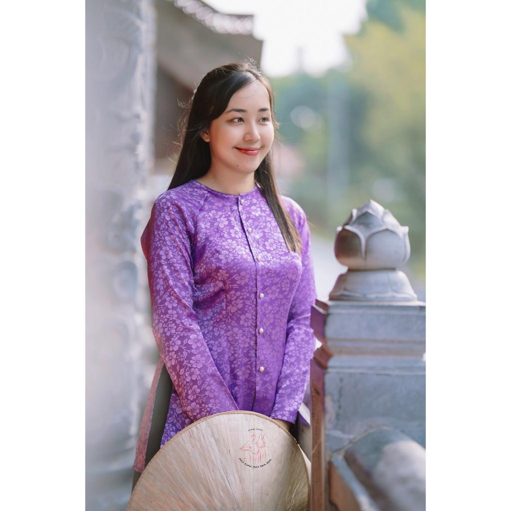 Bộ áo bà ba gấm Tím- Có bộ bà ba Bigsize- may sỉ bà ba toàn quốc - May bộ bà ba theo yêu cầu - Bộ gấm tím tốt