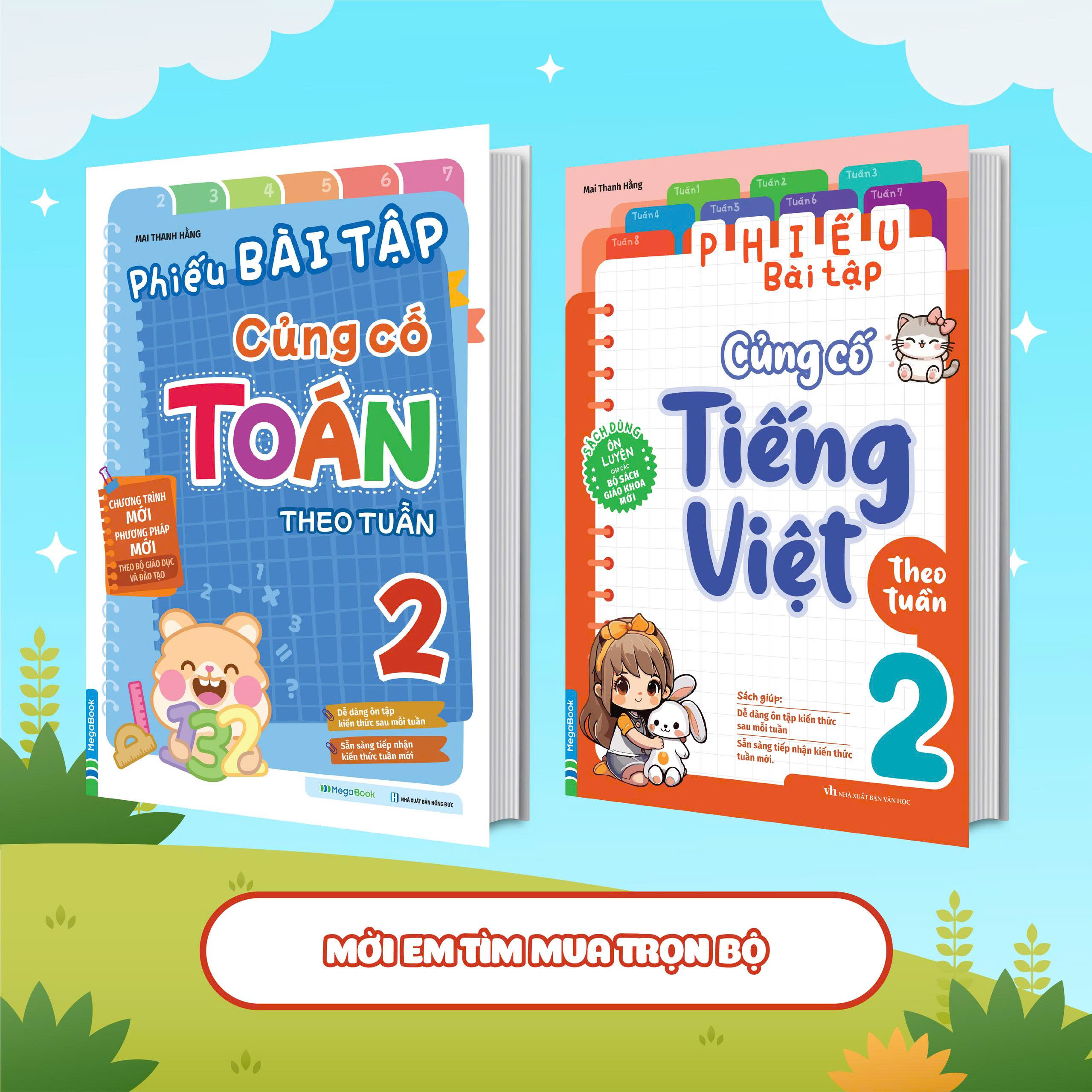 Combo Phiếu bài tập củng cố Toán Tiếng Việt theo tuần