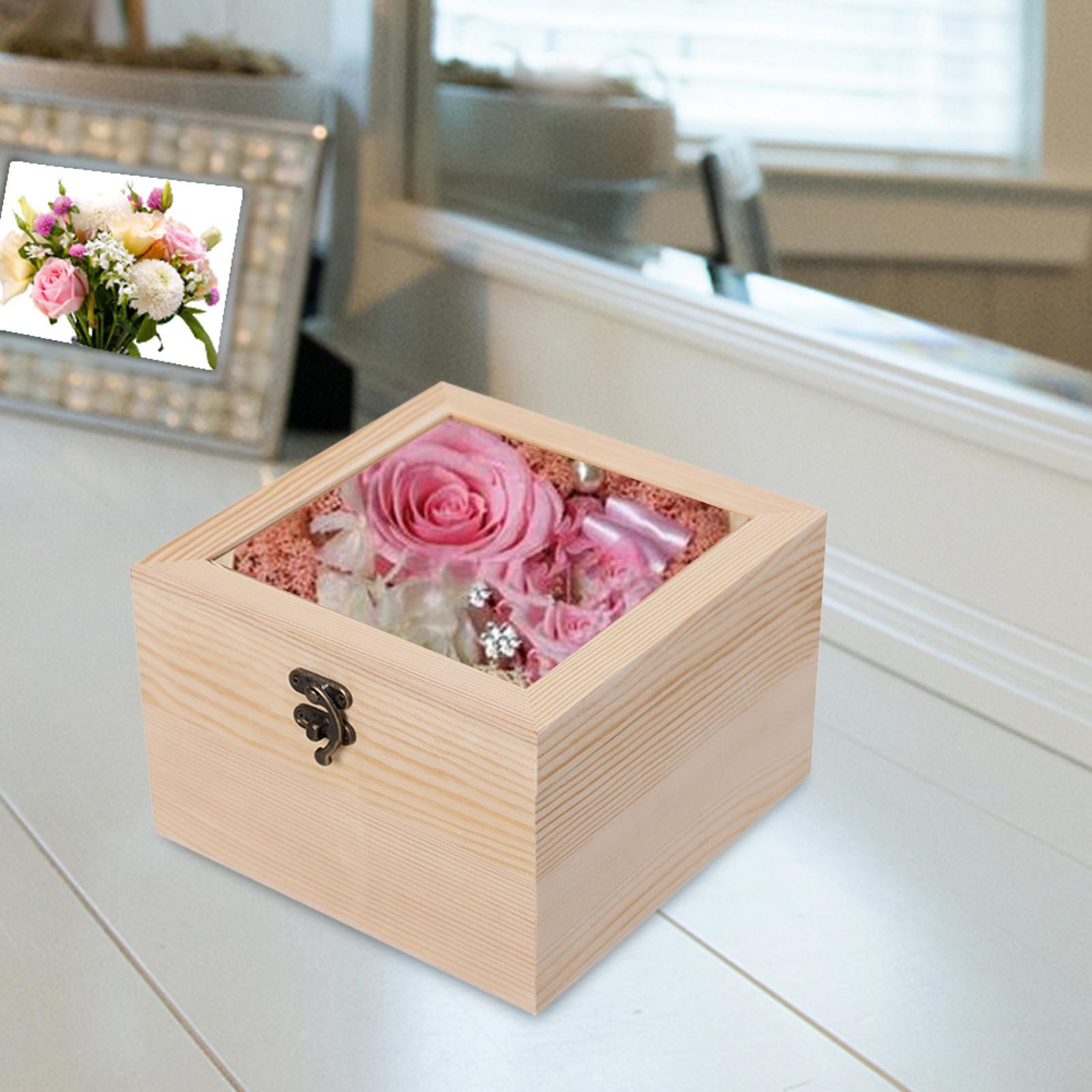 Wooden Box Jewelry Display Case Storage Box with Glass Lid