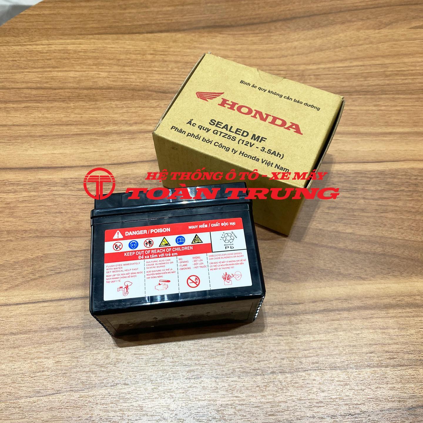 Bình ắc quy (GTZ5S12V 3.5A) chính hãƞg Honda &quot;31500KPHB31&quot;, sử dụng cho các dòng xe Wave α/S/RS/RSX, Airblade 110, Click, Future…