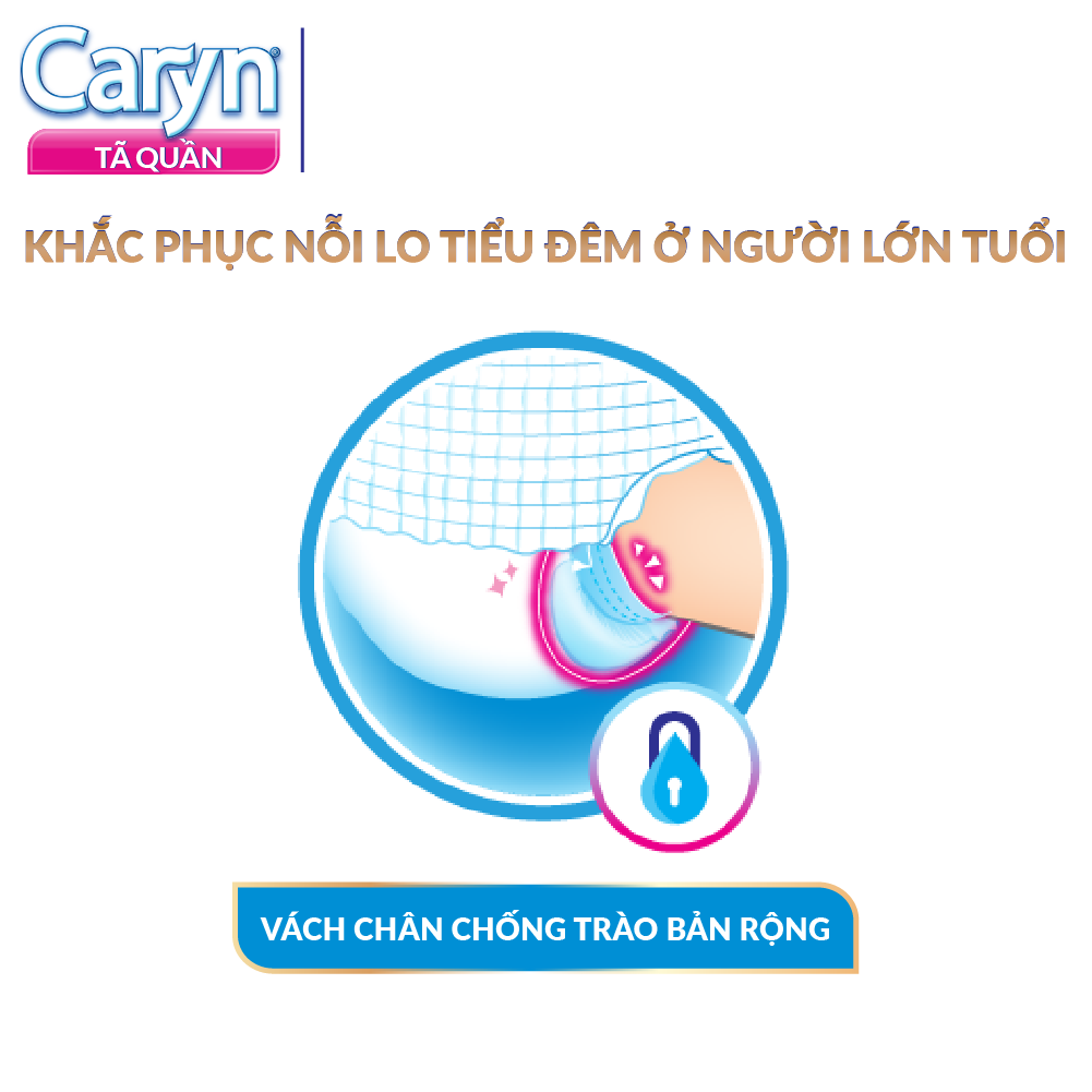 [TẶNG KÈM 2 MIẾNG] Tã/Bỉm Quần Người Lớn Caryn siêu thấm dành Cho Người Già đứng và đi lại được cần người trợ giúp Size M 14 miếng