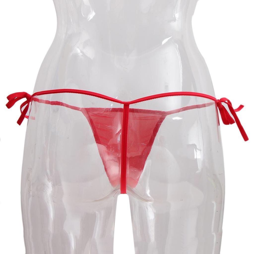 2-7pack Women's Bandage Sheer Solid G-string Briefs Panties T-back Underwear Red