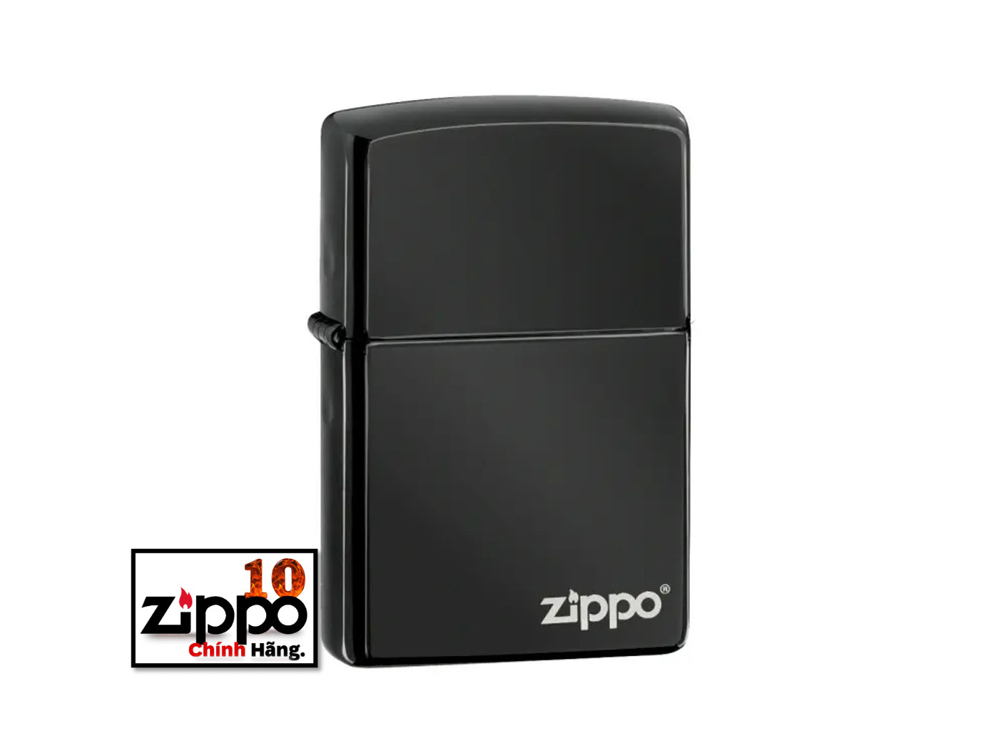 Bật lửa ZIPPO 24756ZL High Polish Black Zippo Logo - Chính hãng 100%