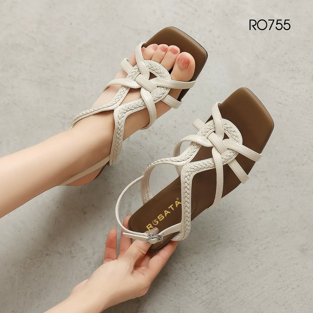Sandal cao gót nữ nhiều dây ROSATA RO755 -5p- Bạc, Trắng- BKSTORE- HÀNG VIỆT NAM