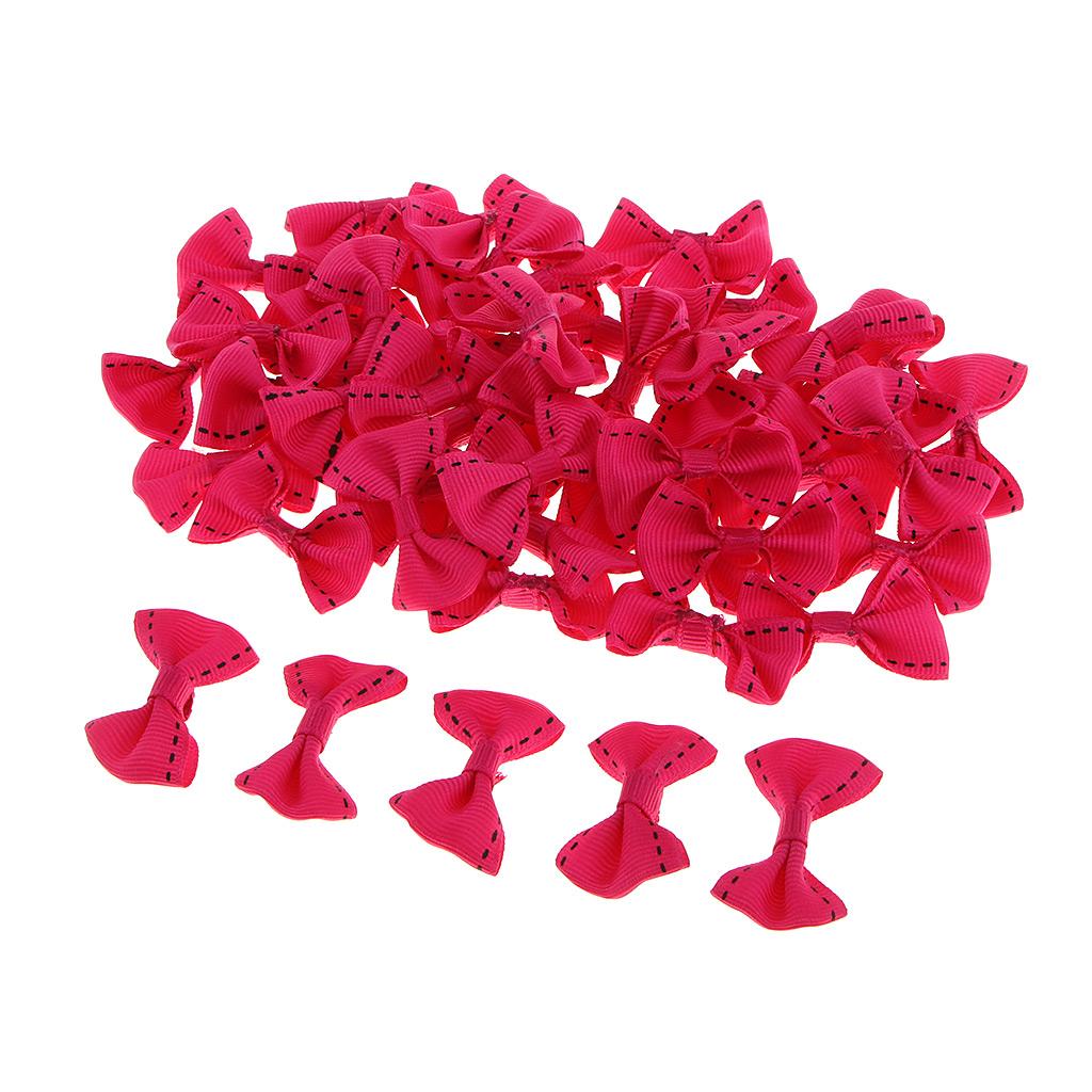 50 Pieces Cute Satin BOW Ribbon Applique Embellishments