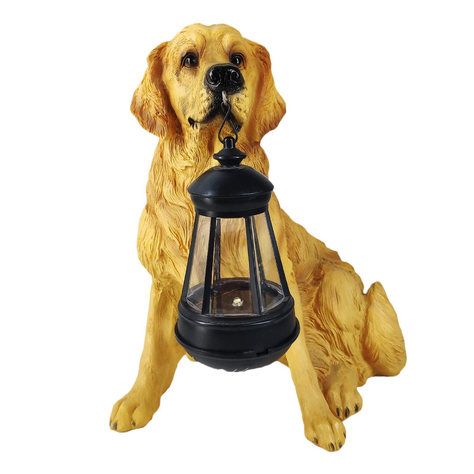 Garden Ornament  Rustic Yard Figurine Lamp Golden Retriever