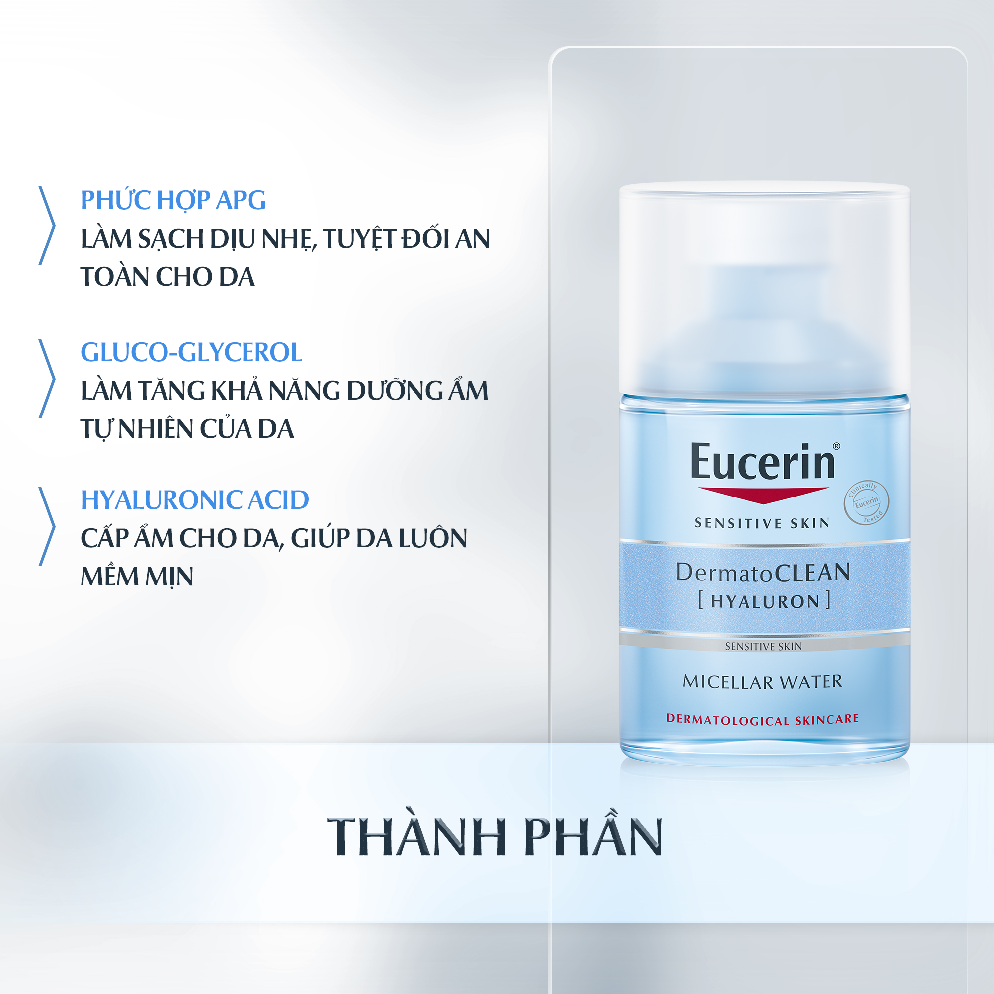 Nước tẩy trang dịu nhẹ cho da nhạy cảm Eucerin DermatoCLEAN Micellar 100ml
